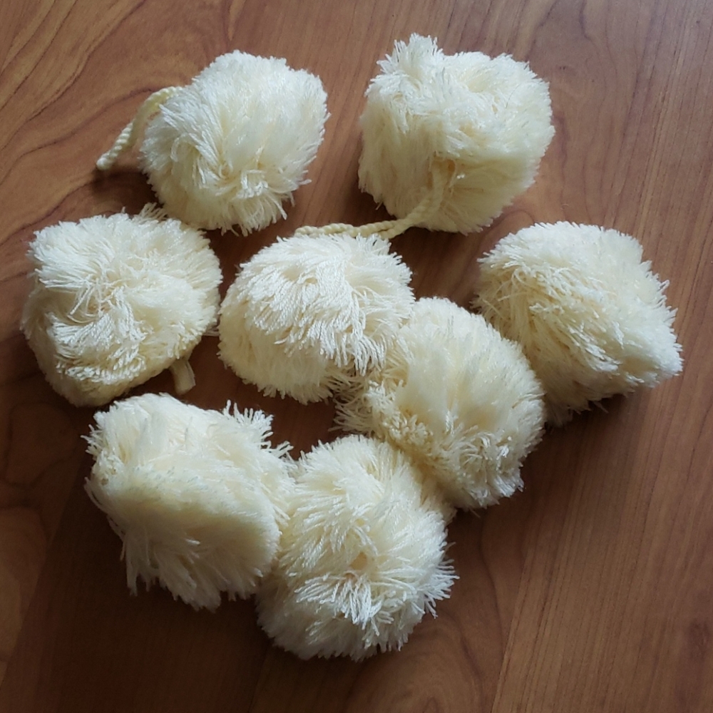 8 Fuzzy White/Cream Craft clown Pom Poms